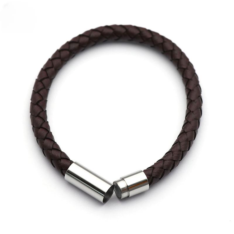 5Pcs/Lot Stainless Steel Buckle Straight Through Titanium Steel Magnetic Clasp Leather Rope Bracelet Connection Diy Making