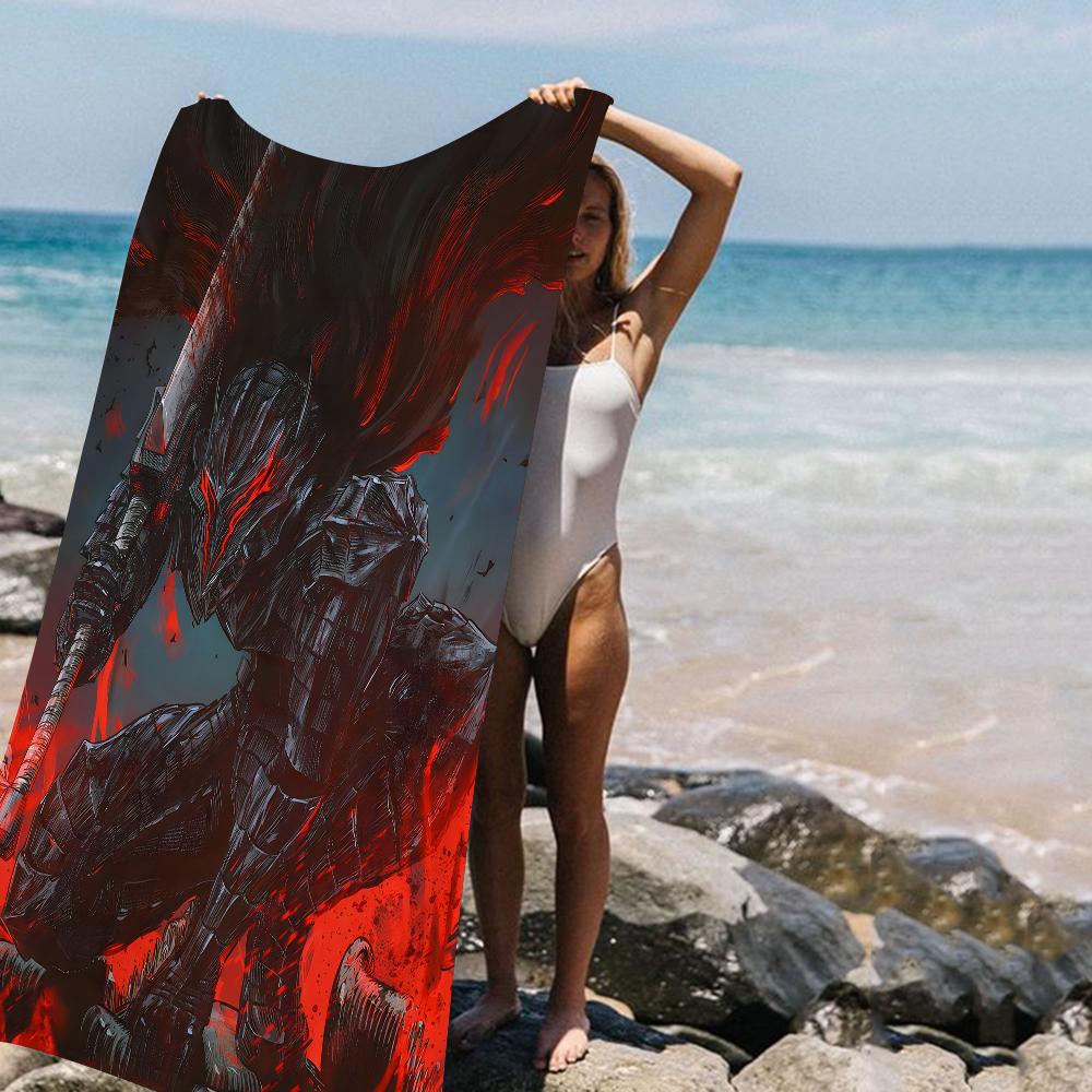 1Pc Berserk Anime Guts & Beast Armor Beach Towel Set Microfiber Soft Quick Dry Bath Towel For Fans Swimming Outdoor