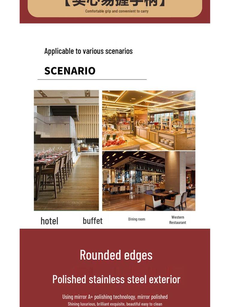 Gold-Plated Stainless Steel Chafing Dish with Glass Lid