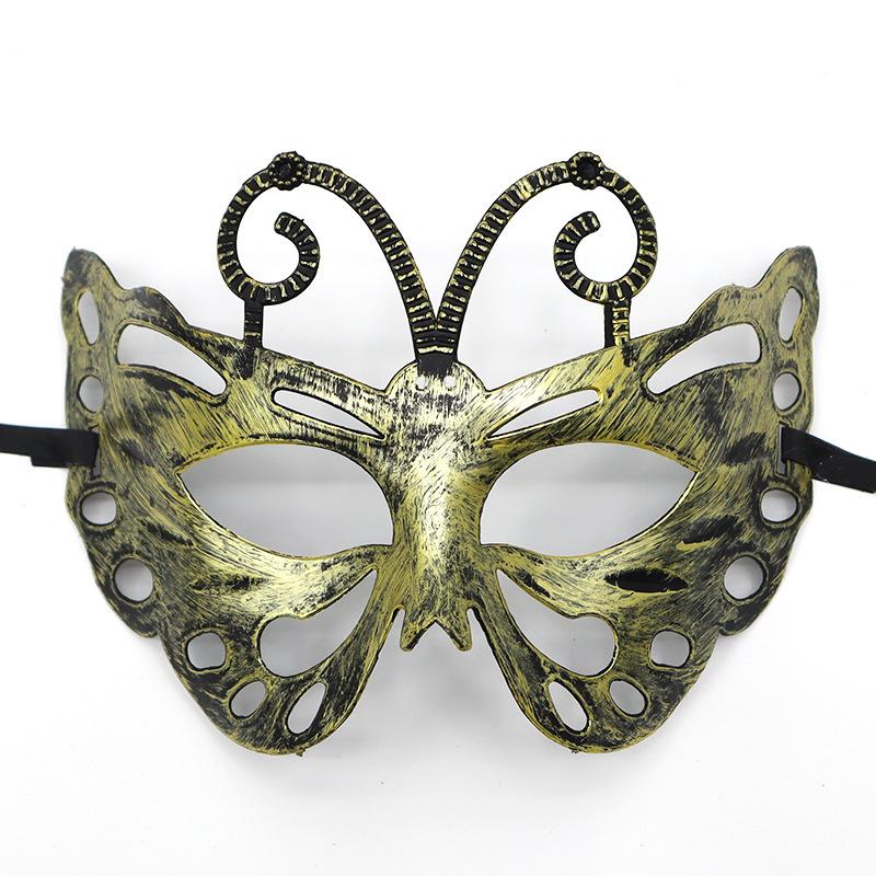 Halloween Horror Ball Party Mask Retro Jazz Flat Head Antique Half Face Bar Cosplay Decoration Props Men and Women Gold Silver