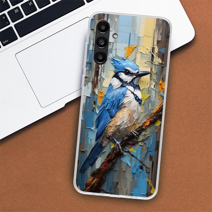 Animal Oil Painting Bird Phone Case For Samsung Galaxy A55 A54 A53 A52 A15 A14 A13 A12 A35 A34 A33 A32 A25 A24 A23 A22 A04S A03S