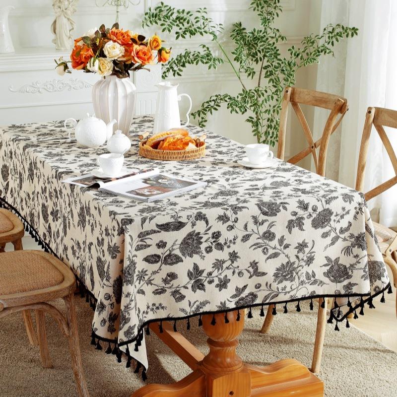 Cotton and Linen Tablecloths, Spring and Summer Green Leaves, Fresh Fabric Decorations, Dust-proof and Stain Proof Tea Table Cloths