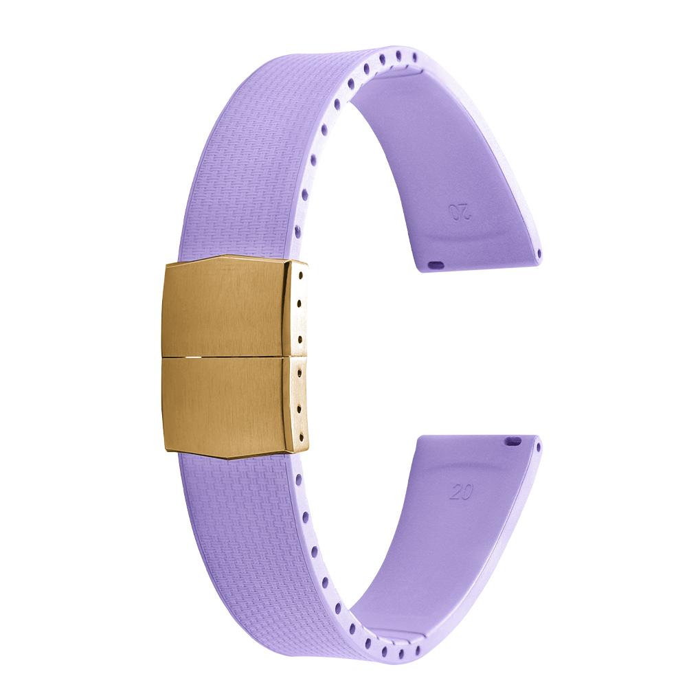 20mm Delugs CTS FKM Gummi Uhrenarmbänder mit 4 Farben Schmetterlingsschließe Einzigartige Textur Schnellverschluss Uhrenarmband für Markenuhr