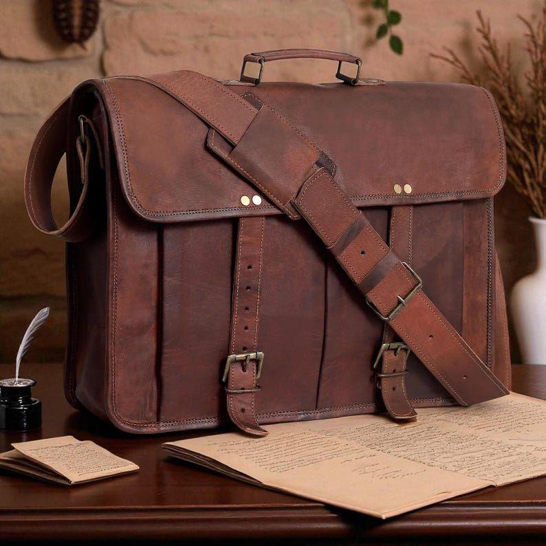 

Сумка-мессенджер из козьей кожи ручной работы – Винтажный портфель для ноутбука для мужчин и женщин | Сумка-сатчел на подкладке из парусины от Broken Artisan 16 x 12 x 5 in