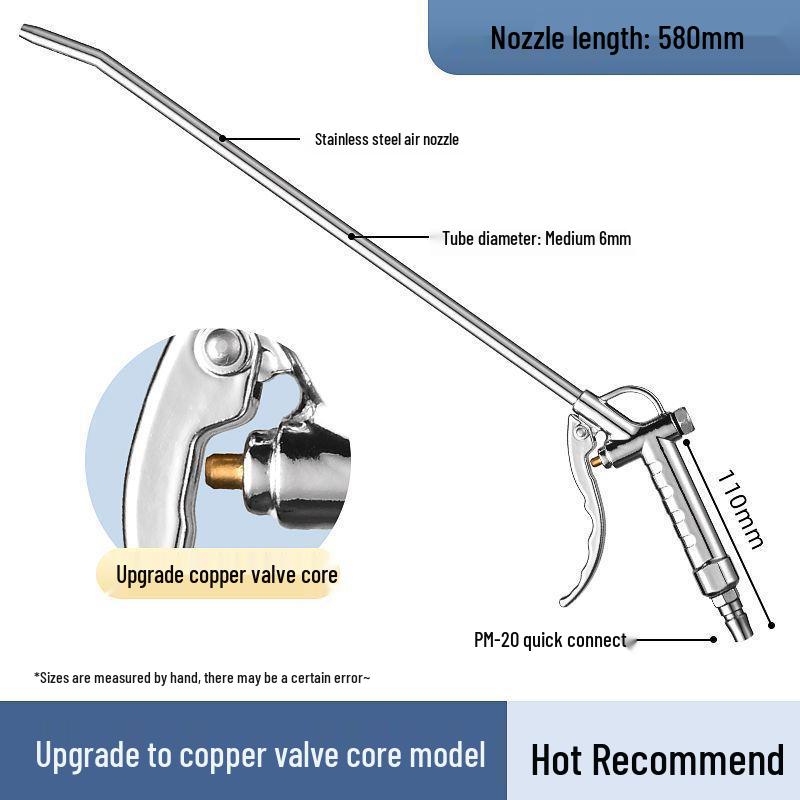 Stainless Steel Leak-Proof Dust Blowing Gun with Long Nozzle and Strong Blowing Force