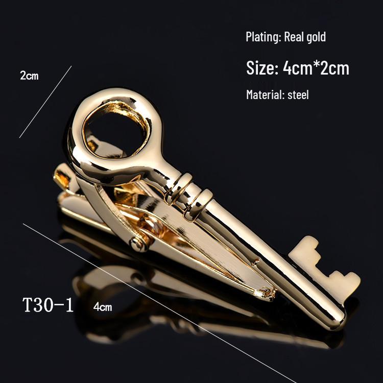 Herren Krawattennadel Kollektion: Goldene Brille, Schlüssel, Anker, Blätter, Schnurrbart, AK, Saxophon, Angelhaken, Pfeife, Kugel, Kragenclips