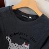 2025 Winter Women's Plus Size Thick Cotton Short Sleeve with Cat Print, Round Neck, Versatile and Extra Large Fit