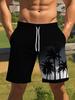 Summer Coconut Tree Pattern Swim Trunks for Men Fashion Beach Vacation 3D Printed Hawaiian Short Pants Loose Breathable Shorts