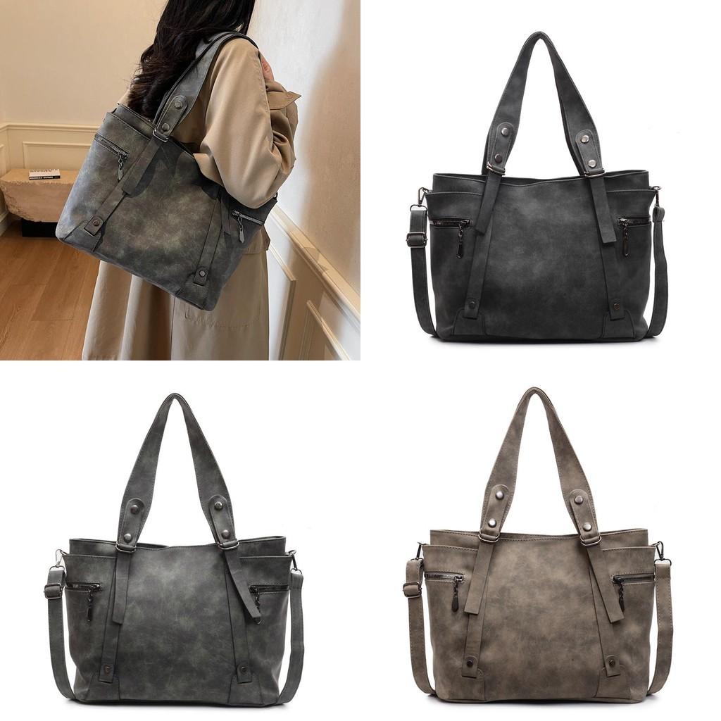 Retro Color Solid Style Large Capacity Bag Zipper Closure Weekend Travel Bags