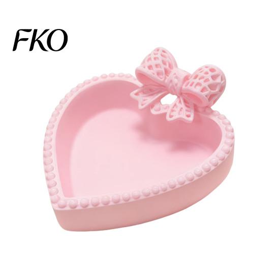 Lightweight Luxury Desk Decor 3D Printed Bow Jewelry Tray, Cute Heart-Shaped Organizer, Stable Decorative Desktop Organizer Unique Art Collection