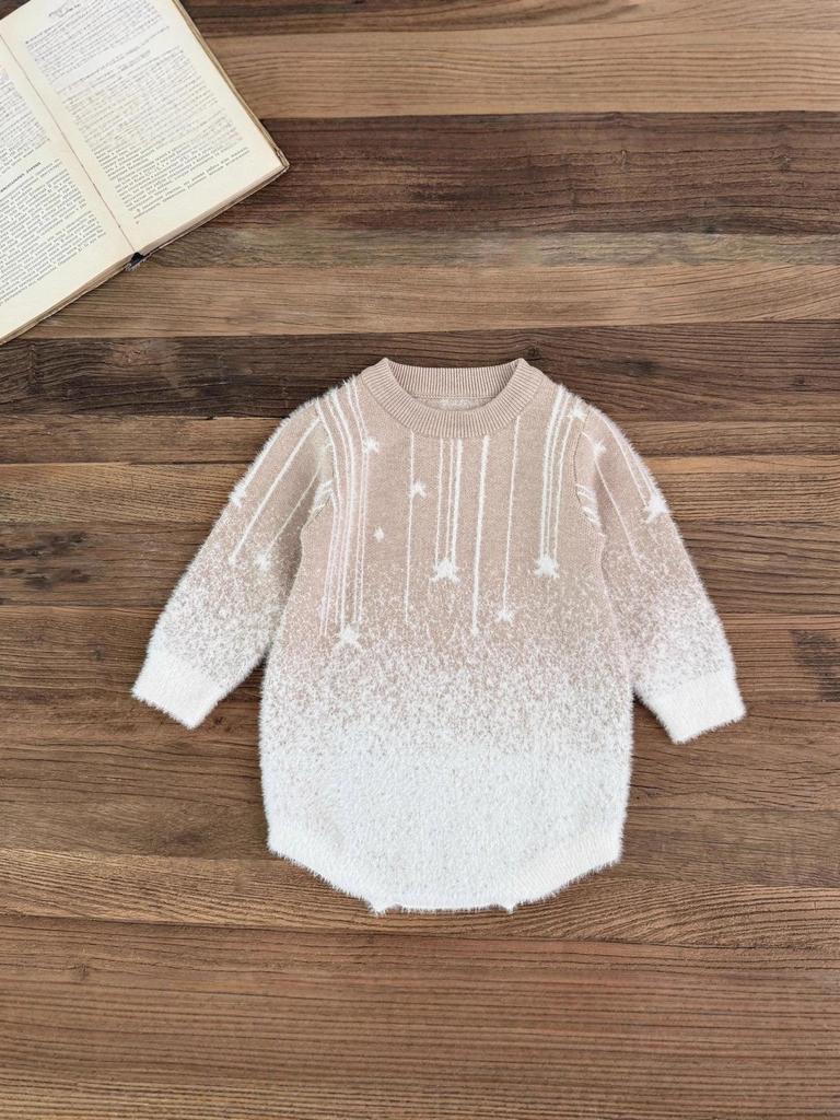 Cozy Gradient Star Romper for Baby Girls - Fall/Winter Collection