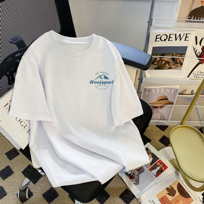 Summer New Women's Shoulder Short Sleeve Cotton Loose Printed T-Shirt