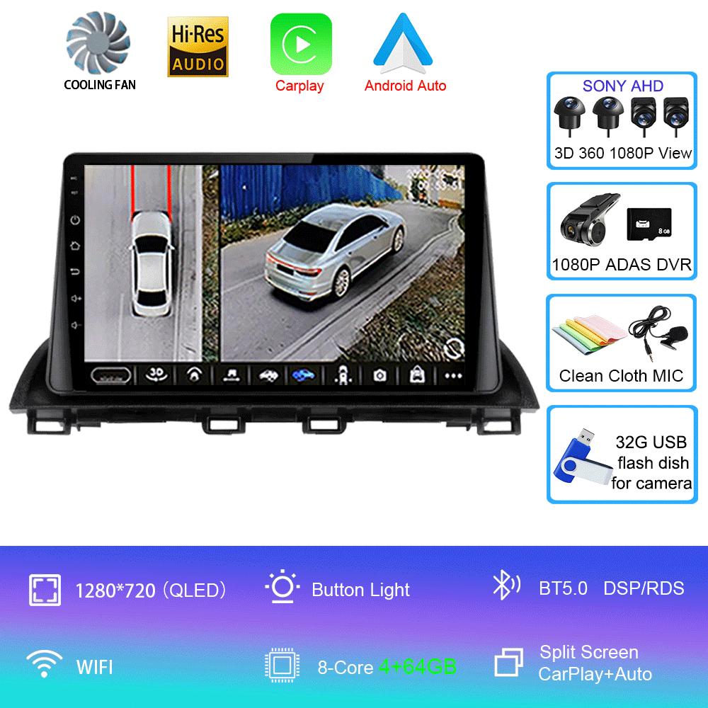 Android 14 Video Player Car Radio For Mazda 3 Axela 2014 - 2019 Multimedia Radio Player GPS Stereo Audio Head Unit 2DIN DVD