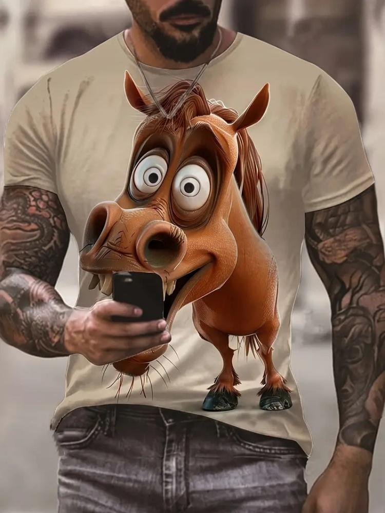 T-shirt da uomo con animali divertenti stampati in 3D Street Casual Street Casual Maglietta a maniche corte per tutti i giorni Top Estivi Girocollo Abbigliamento da uomo
