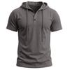 Men’s T-shirts Hooded Short Sleeves Cotton Shirts Fitness Tops Casual Street Punk Hip Hop Style Wear