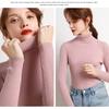 Damen Rollkragenpullover Herbst Winter Slim Fit Pullover Eng Stretch Strick Basishemd Langarm Einfacher Pullover Stricktop