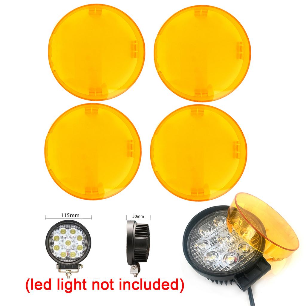 4 Zoll Bernsteinfarbene LED-Arbeitsscheinwerferabdeckung Rund/Eckig Schutzhülle Staubdicht für Off-Road 4x4 LED-Lichtleiste 27W 48W Nebelscheinwerferabdeckung