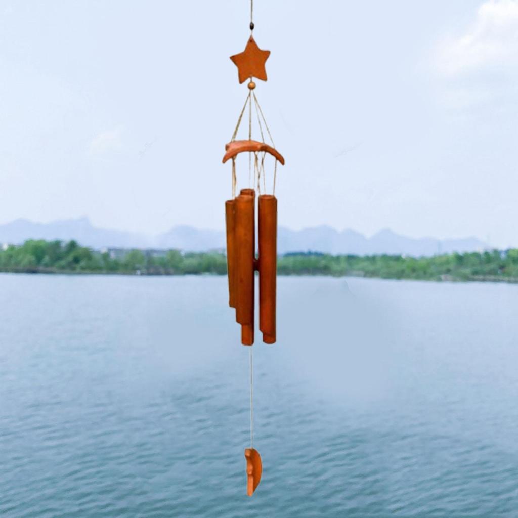 Bamboo Wind Chimes Handcrafted Decorative Crafts Simple Bless Hanging Wind Bell for Indoor Home Decoration Patio Outside Balcony