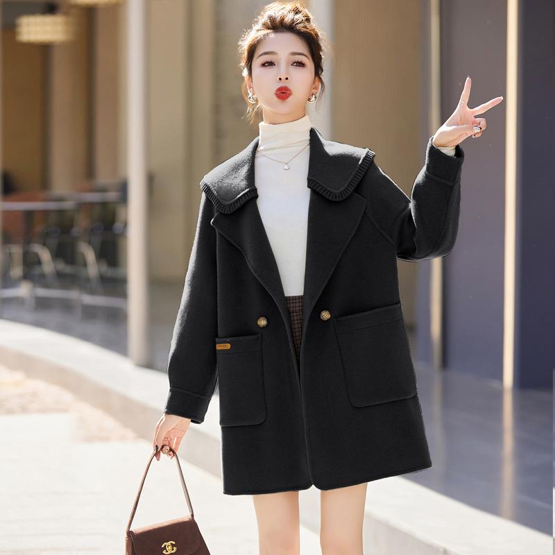 

Вовняна куртка Топ Зима Новий Рожевий Сяосянфенг Повсякденний Вільний Теплий Пальто з довгим рукавом XXL чорний