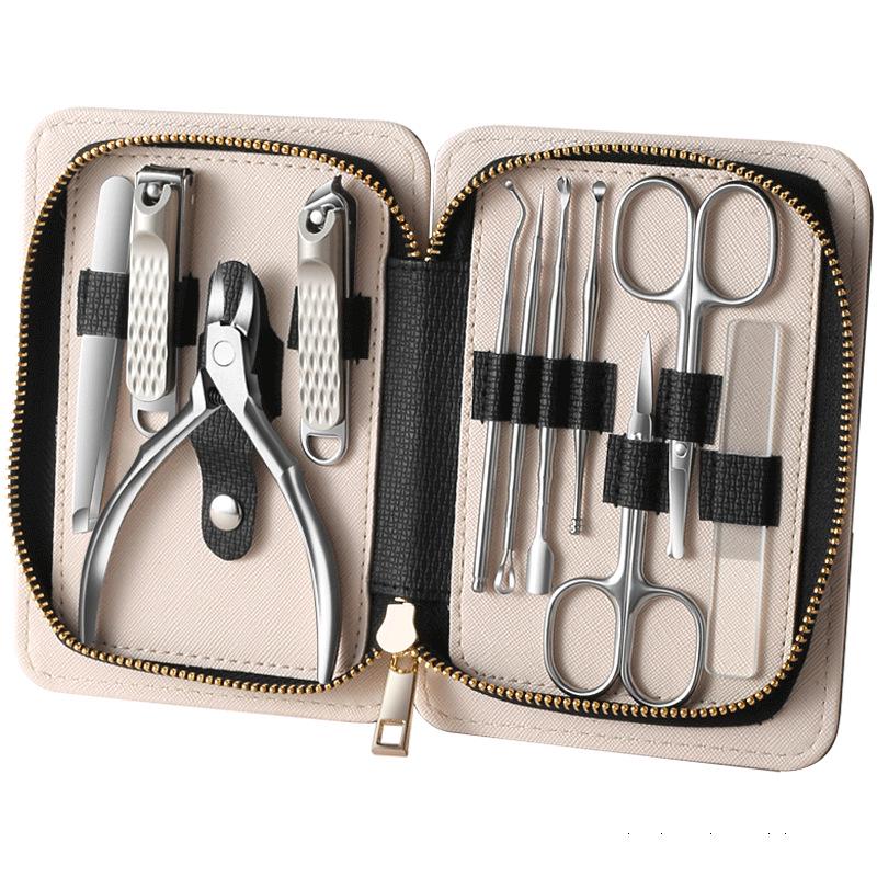 Premium Stainless Steel Anti-Splash Nail Clipper Set | High-Quality Manicure Tools High-end Leather Case 4-Piece Set