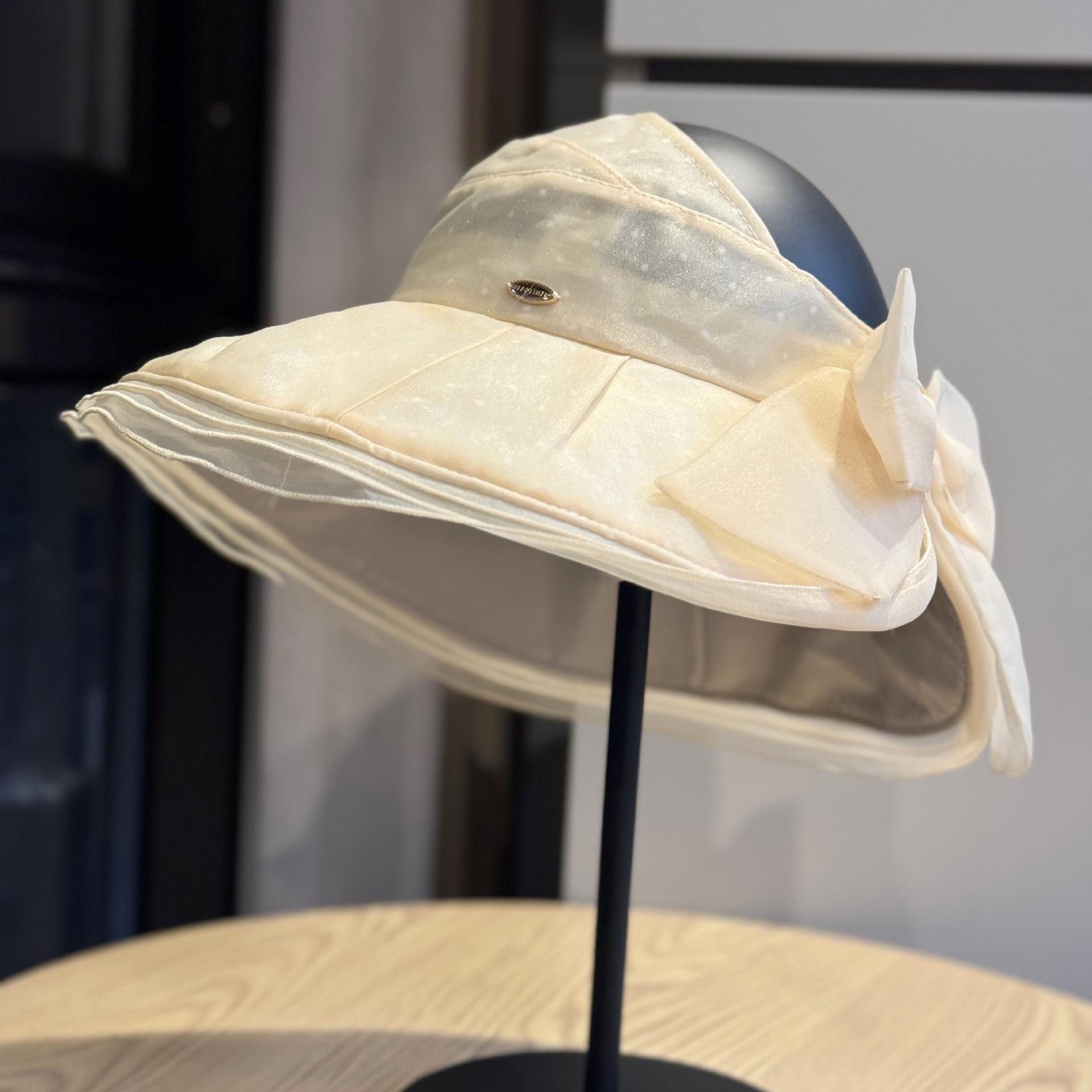 

Mesh ladylike bow sun hat for women, summer open-top large brim sun protection hat that makes the face look smaller2026 Adult54-60Adjustable легкие хаки