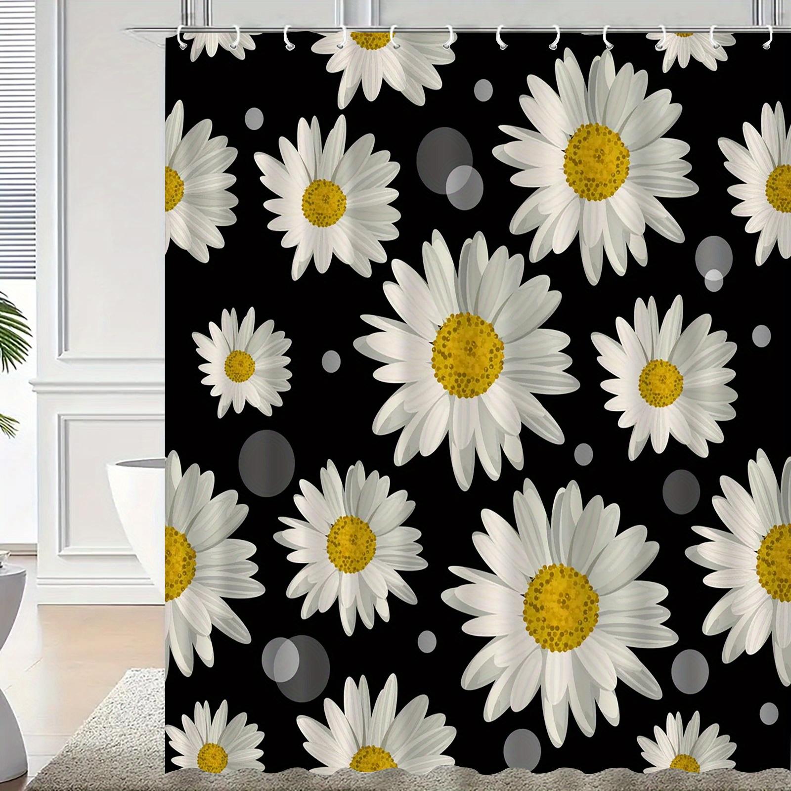 

Daisy Flower Shower Curtain: Embrace the Bold Black & White Design, Soft Fabric, and Fresh Vibes for Your Modern Bathroom W90XH180cm
