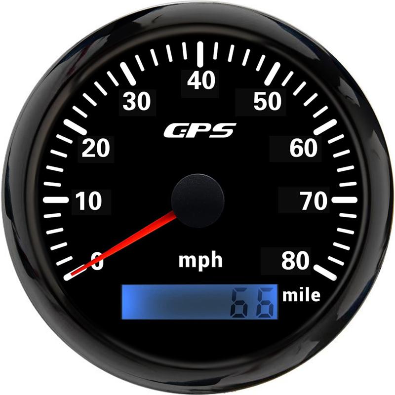 ELING 85mm (3 3/8'') Speedometer GPS 30 60 120 200 Km/h MPH 80 160 MPH Odometer with 7 Colors Backlight for Motorcycle Yacht
