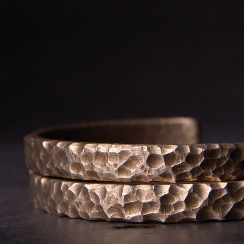 Vintage Handhamrad Textur Öppen Armring Par Unisex Antik Finish Unik Gåva