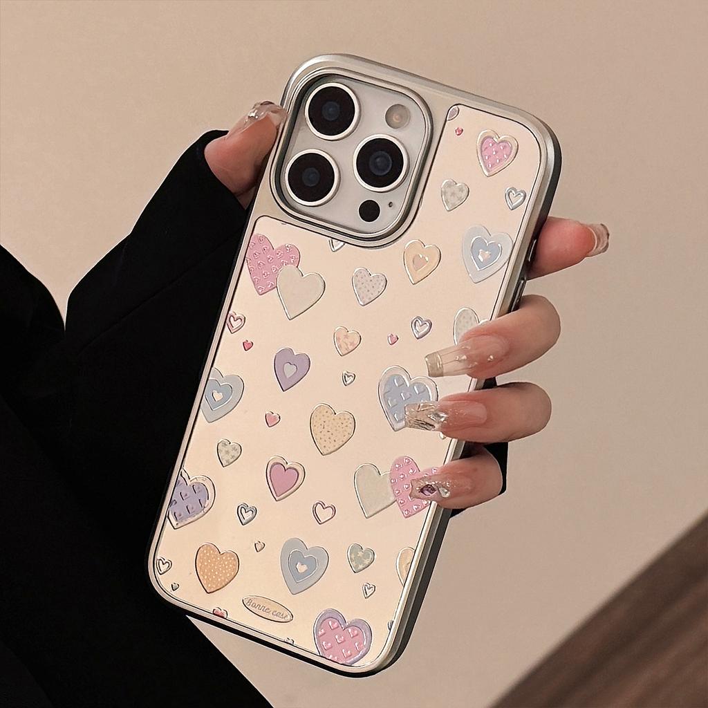 Gilded Mirror Suitable for 16 Apple 15 Promax Mobile Phone Case Iphone14 Color Love 13 Electroplating 11 Huawei