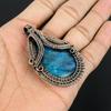 Neon Blue Apatite Gemstone Pendant 999 Copper Wire Wrapped Jewelry, Handmade Antique Pendant Jewelry, Gift For Mother