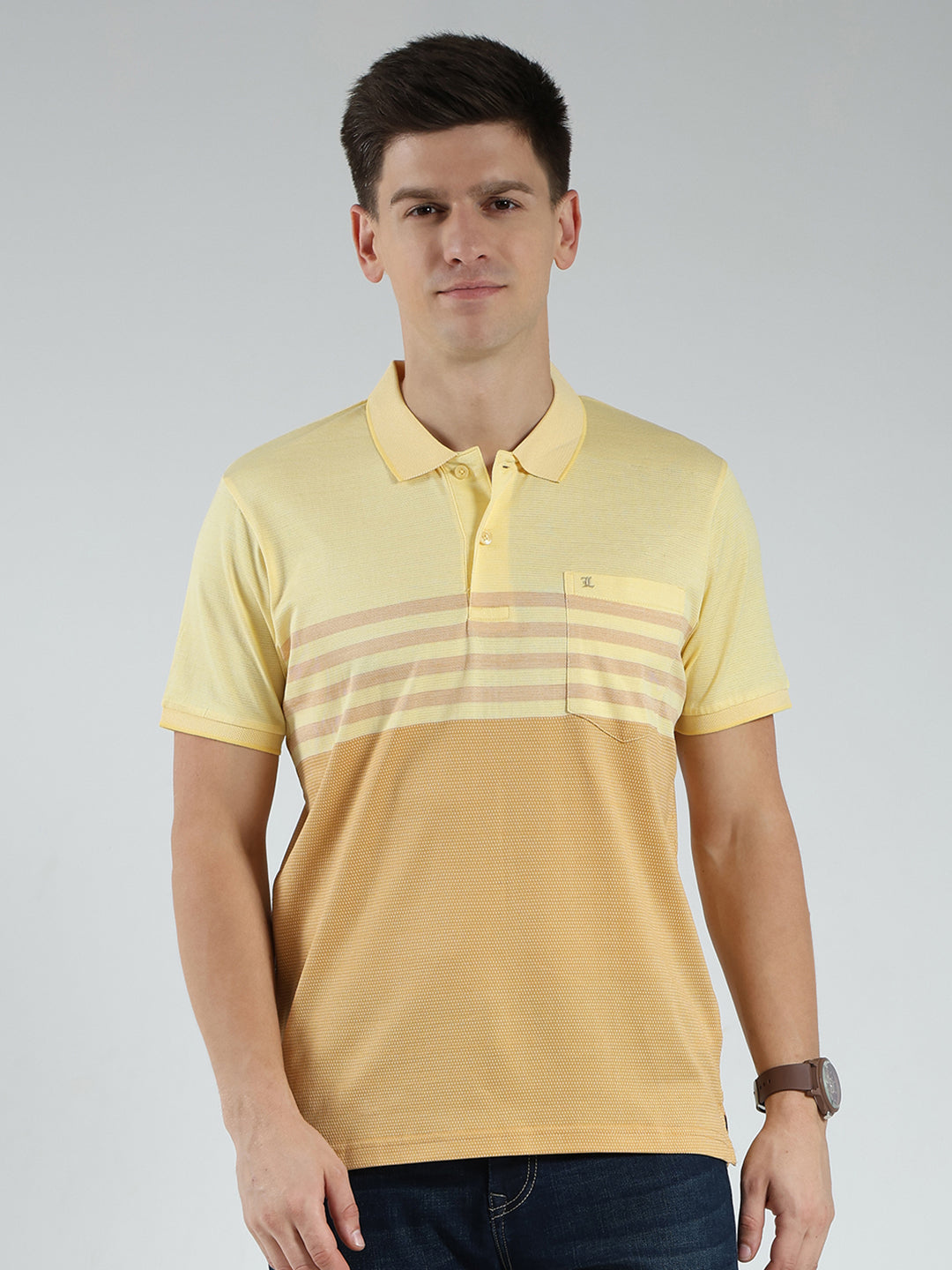 Monte Carlo Men Regular Fit Yellow Tshirt XL