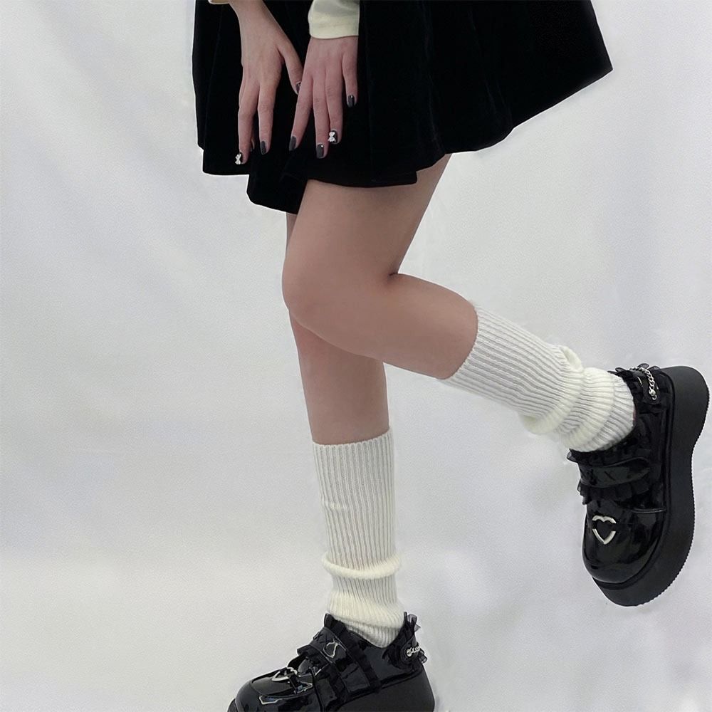 1 Paar warme, gestrickte Winter-Beinstulpen, lange fußlose Socken, Leggings, Kniestrümpfe