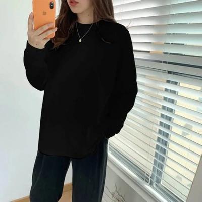 Autumn and Winter Thickened Loose Casual Versatile Bottoming Shirt Top Brushed Half Turtleneck Long-sleeved T-shirt for Women