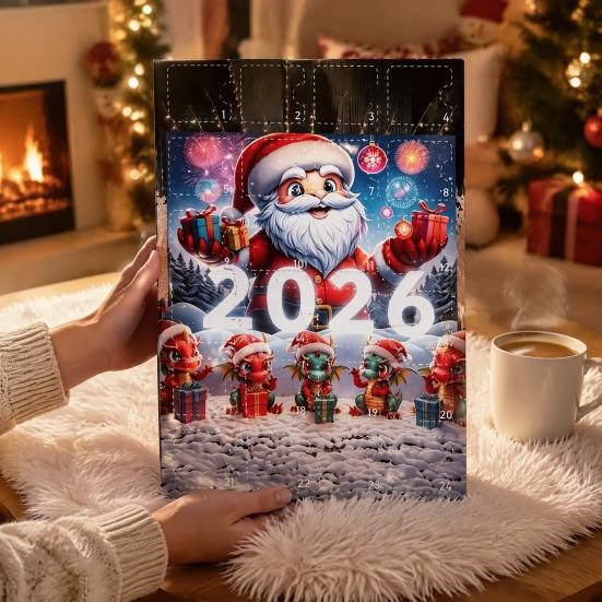 Creative Christmas Countdown Calendar Dragon Advent Calendars 2026, 24 Days with Party Favors 2D Acrylic Ornaments, Collectible Figures for Tree Home