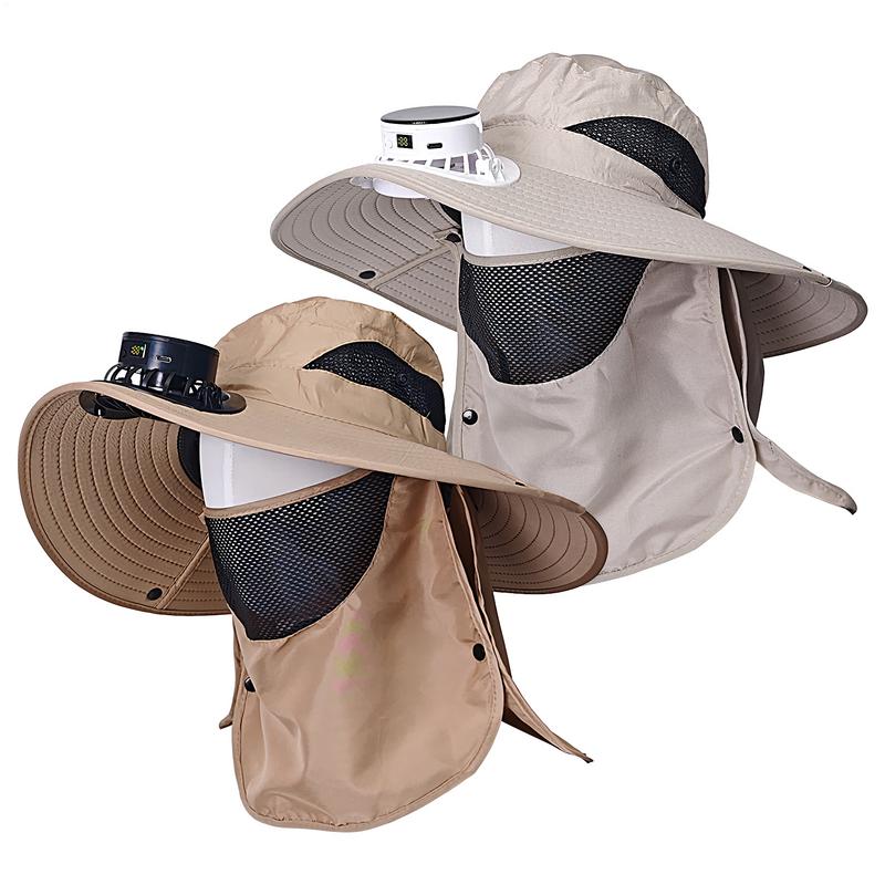 Fisherman Hat USB Wide Brim Sun Hat With Solar Powered Fans Breathable Anti-UV Waterproof Headwear For Beach Outdoor fishing