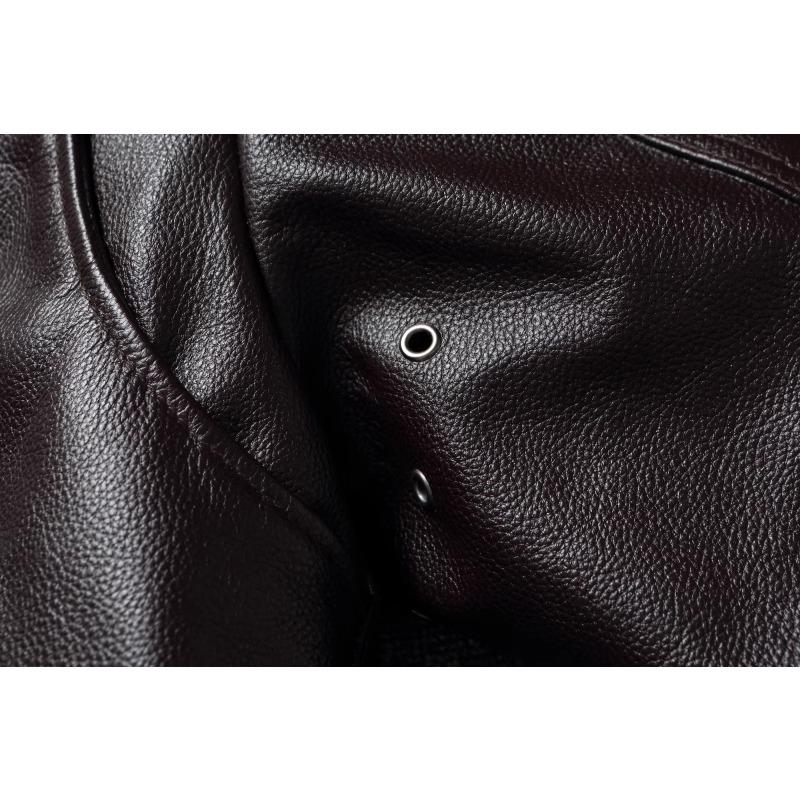 Chinese Size Vintage Brown First Layer Cowhide High Waisted Men Leather Jacket 45P Flight Coat Lapel Short Leather Jackets Pilot Jacket