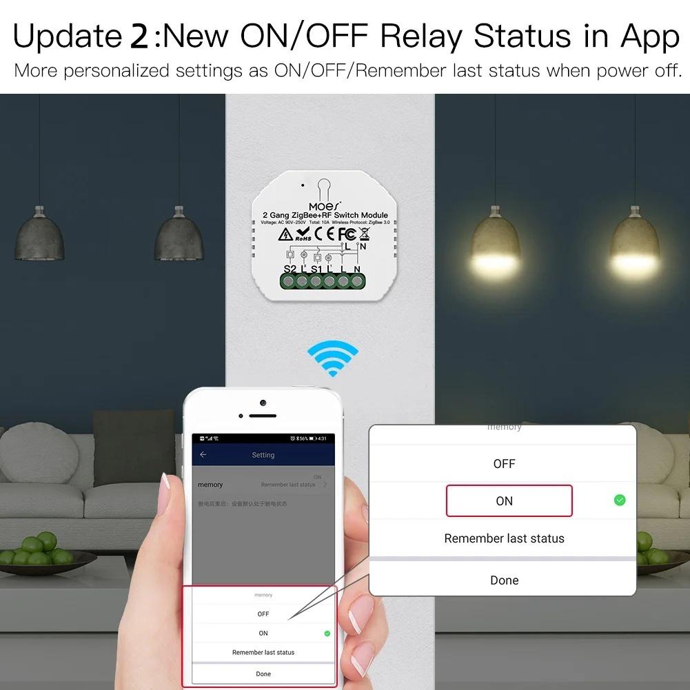 MOES Smart RF ZigBee 3.0 DIY Switch Module Tuya Smart Life App Remote Control Works Alexa Google Home Assistant Voice Controller