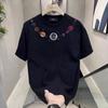 T-shirt da uomo in cotone a maniche corte stampata Tendenza T-shirt versatile girocollo da uomo e da donna Uomo