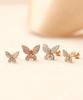 Minimalpiercing 14K White Crystal Bling Butterfly Piercing Earrings