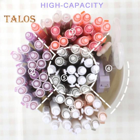 Makeup Brush Holder Cosmetic Storage Box 360-Degree Rotatable 5 Slot Design Large Capacity Pencil Case Desktop Organizer