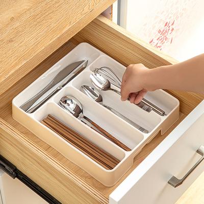 Storage Box 5-Compartment Utensil Organizer Convenient Durable Tableware Storage Tray for Kitchen Drawer