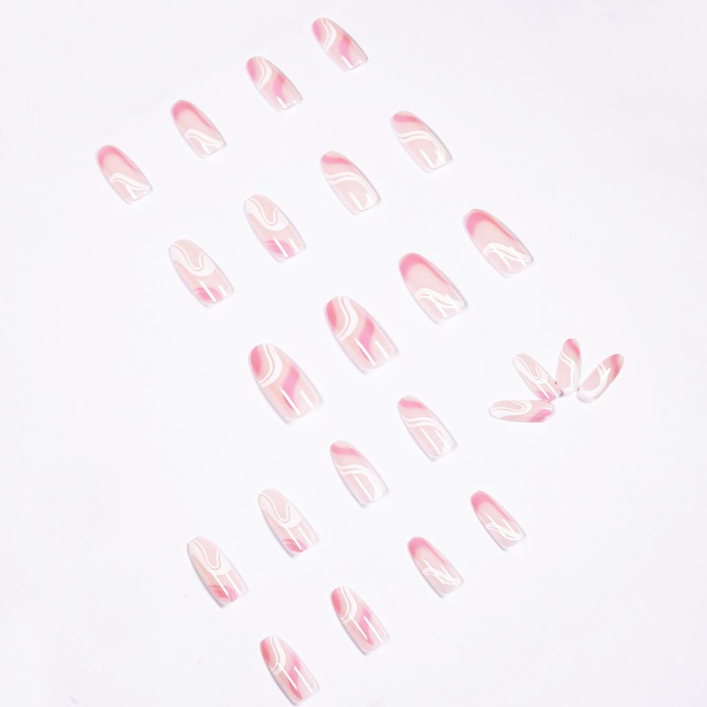 Pop Series Simple Pink White Wear Nail Art Finished Fake Nail Nail Patch Nail Patch Removable Nail