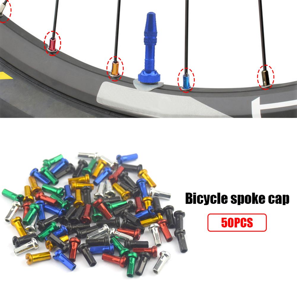 50pcs MTB Bike Spoke Nipples Replacement 14G 2.0mm Aluminum Alloy MTB Bike Spokes Nipples Road Bicycle Road Bicycle Accessories