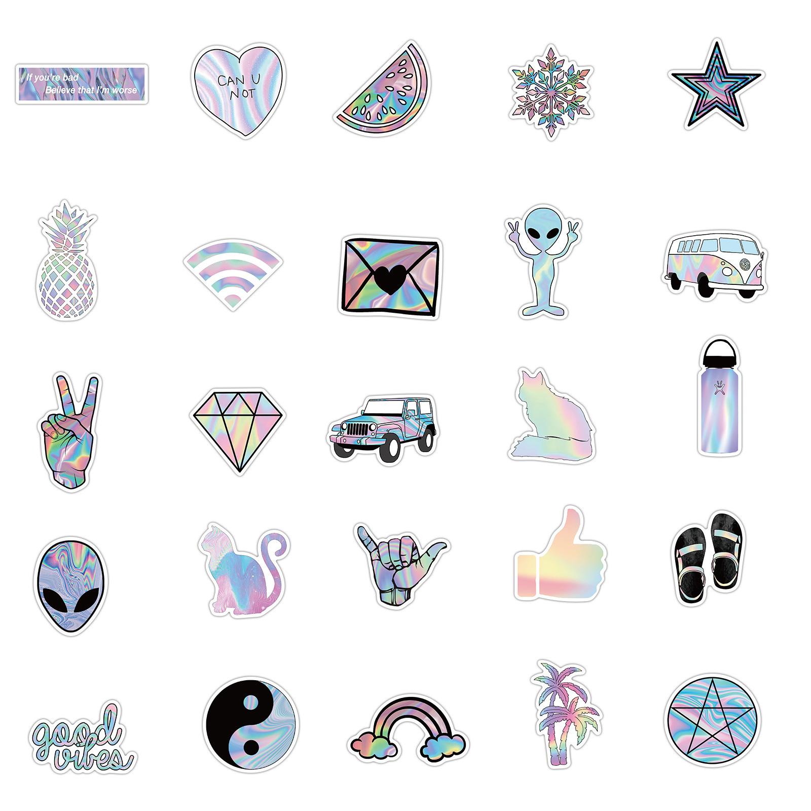 OSDUE Eenhoornstickerset, 50 stuks, waterdichte vinyl stickerset voor