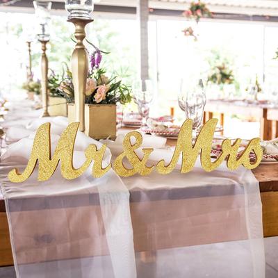 Decoração de casamento Sr. e Sra. Letras de madeira Placa para decoração de mesa de casamento Enfeites de mesa para casa Adereços para fotos de eventos de aniversário