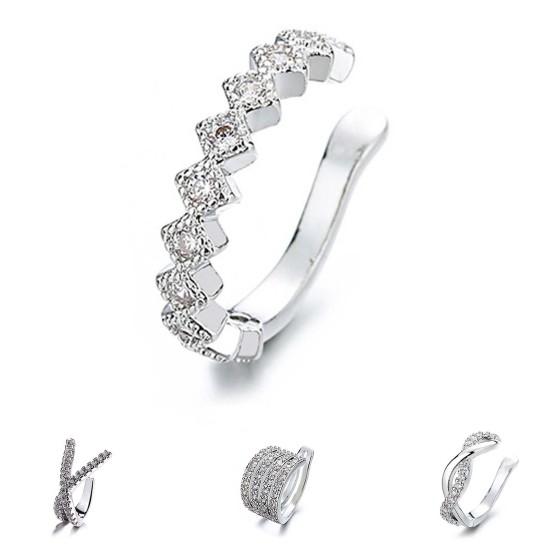 1 Boucle d'oreille à clip Géométrique Strass Bijoux Étincelants Style Coréen Manchette d'oreille pour Mariage