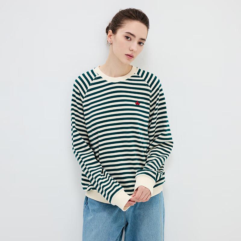 Navigare Women's Striped High-Neck Cotton Sweatshirt
