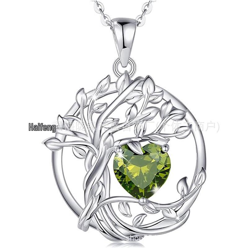 Tree of Life Double-layer Necklace: Women's 925 Sterling Silver with Twelve Birthstones
