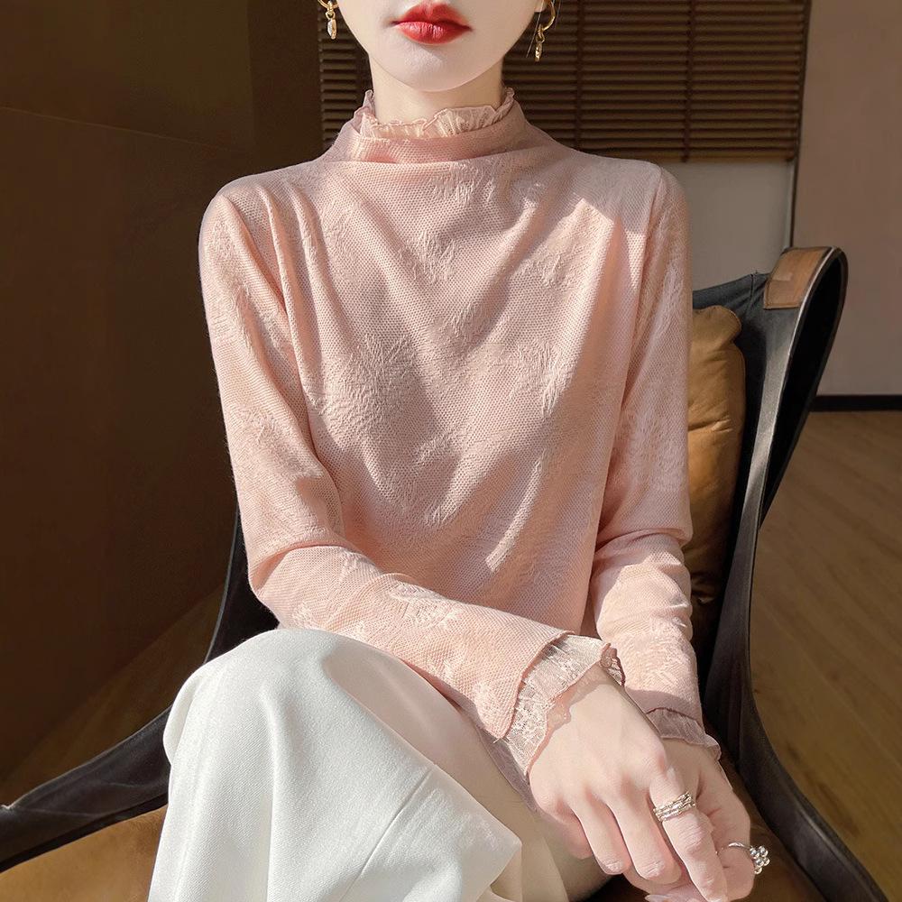 

Женский джемпер жаккардовой вязки в китайском стиле на весну/лето XL fits 62.5-67.5 kg грязно-белый