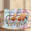 1PC Basketball Player Sport Theme Art 750ml Color Plastic Sports Water Bottle Leakproof Flip Straw Lid Suitable for Sports Office Home Use